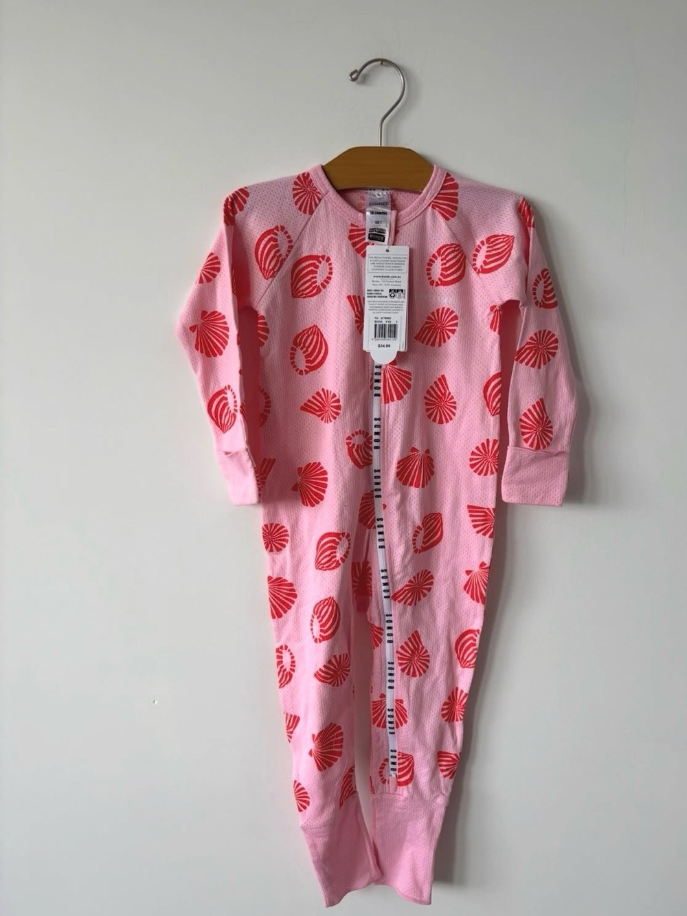 Bonds Pink Pajama Romper with Red Shell Print wondercool